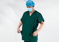 O hospital usa cirúrgico médico esfrega o decote em V 100% curto do algodão da luva dos ternos