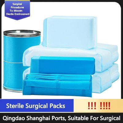 Embalagens cirúrgicas descartáveis sem látex com costura ultrasônica e contagem de embalagens 1/30/50 CTN para procedimentos estéreis