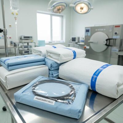 Pacotes cirúrgicos estéreis de esterilização a vapor com tecido não tecido e pacotes de angiografia para hospitais