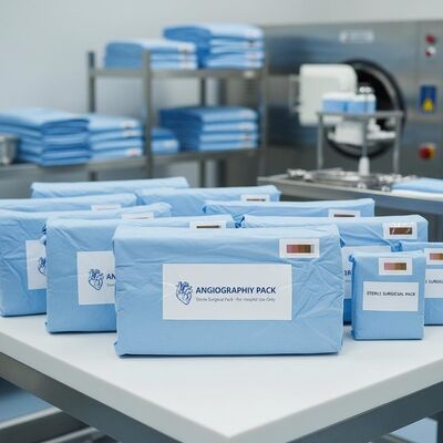 Pacotes cirúrgicos estéreis de esterilização a vapor com tecido não tecido e pacotes de angiografia para hospitais