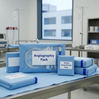 Pacotes cirúrgicos estéreis de esterilização a vapor com tecido não tecido e pacotes de angiografia para hospitais