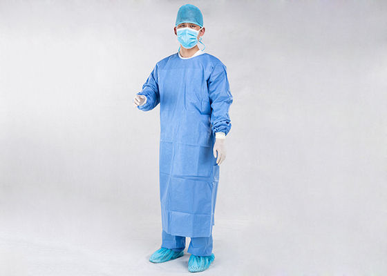 Vestido cirúrgico descartável azul reforçado de SMS
